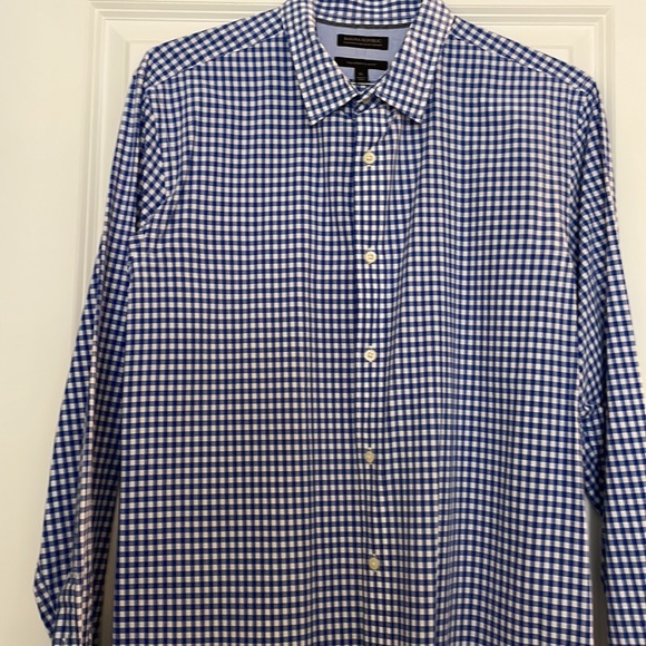 Banana Republic Custom 078 Wash Shirt Slim Fit Blue/White Check Cotton XL - Picture 6 of 7